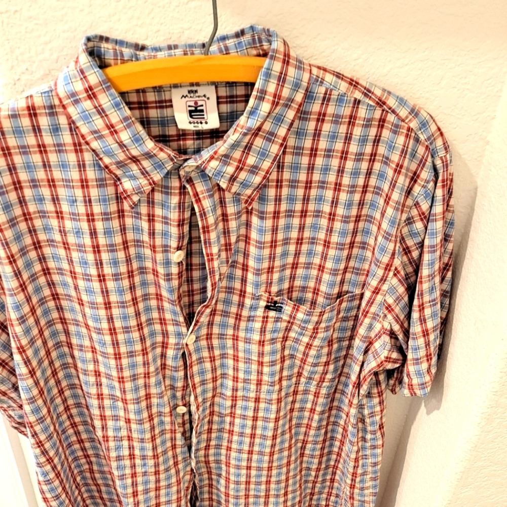 Machine Casual Red and Blue Button Down Shirt